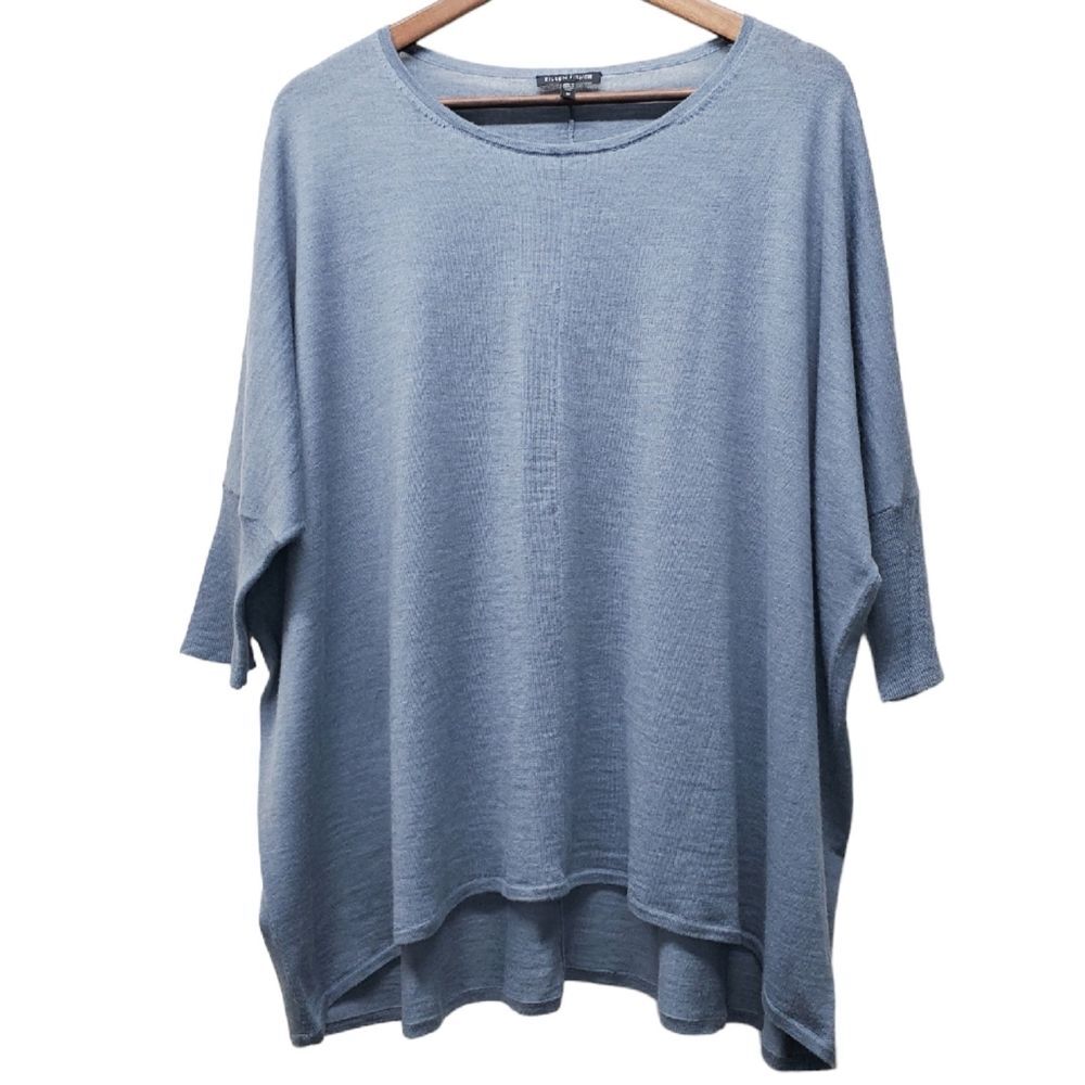 EILEEN FISHER Merino Wool Oversized Knit Top – Blue